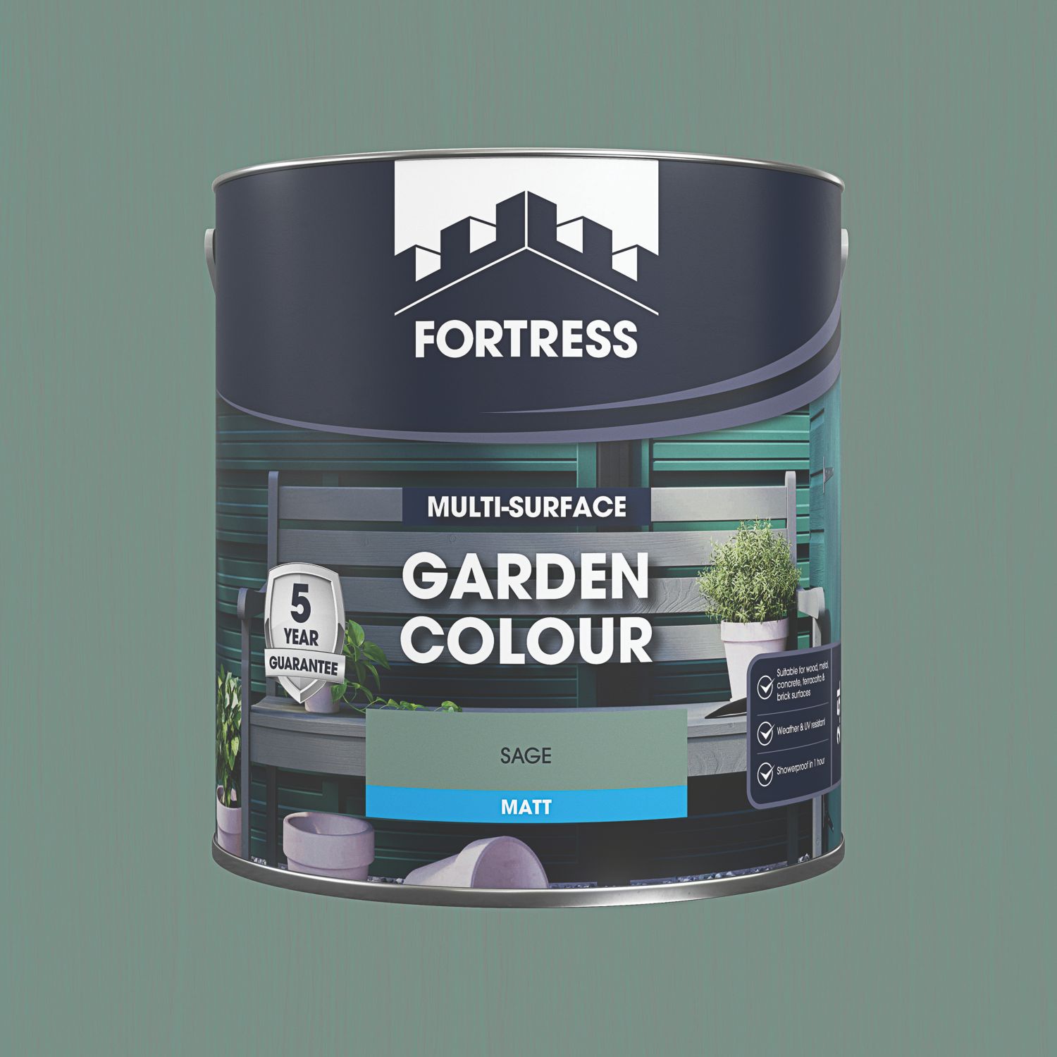 Fortress 2.5Ltr Sage Matt Garden Paint (751PC)