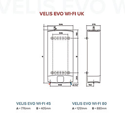 Ariston Velis Evo Wi-Fi Electric Storage Water Heater 3 / 6kW 80Ltr