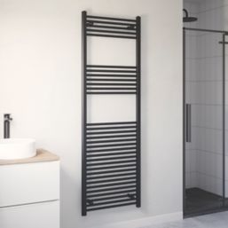 Flomasta 1800mm x 600mm 2890BTU Black Flat  Towel Radiator