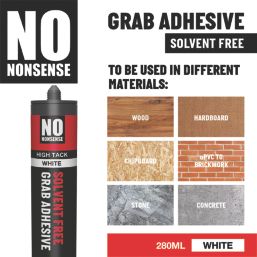 No Nonsense  Solvent-Free Multi-Purpose High Tack Grab Adhesive  White 280ml