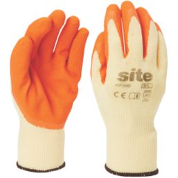 Site  Latex Builders Gloves Orange/Yellow Medium