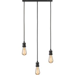 Knightsbridge  Vintage Style 3-Light Bar Pendant Matt Black