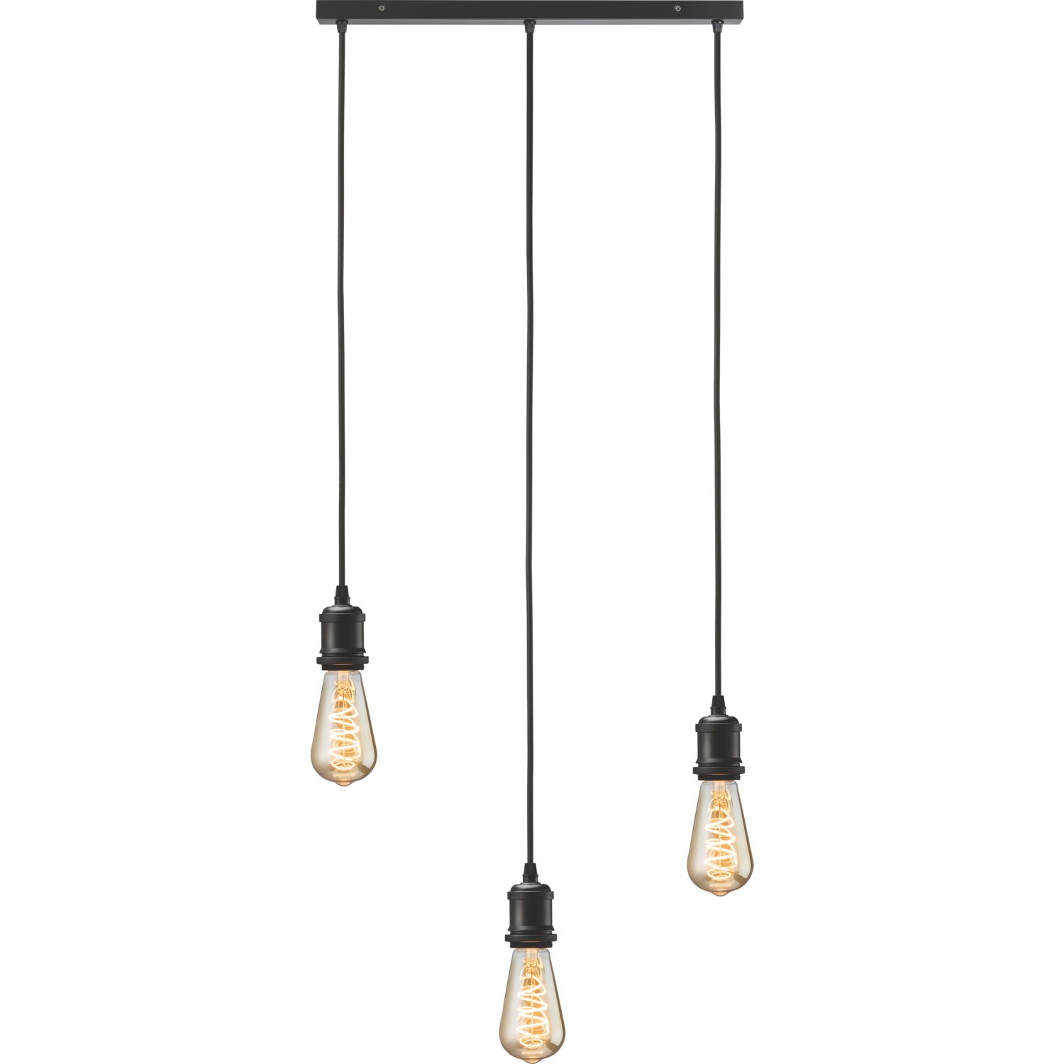 Knightsbridge Vintage Style 3-Light Bar Pendant Matt Black (752GA)
