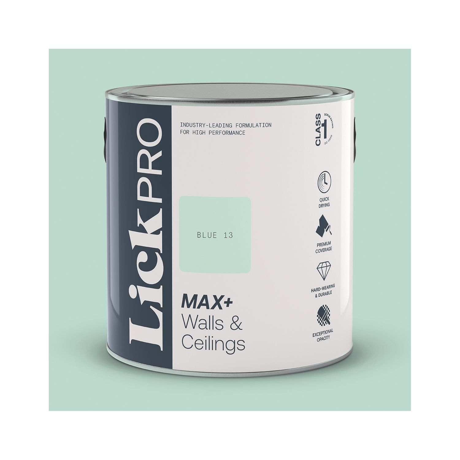 LickPro Max+ 2.5Ltr Blue 13 Matt Emulsion Paint (752JY)