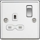 Knightsbridge  13A 1-Gang DP Switched Single Socket Polished Chrome  with White Inserts