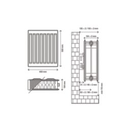 Flomasta 500mm x 400mm 2009BTU White Type 22 Convector Radiator