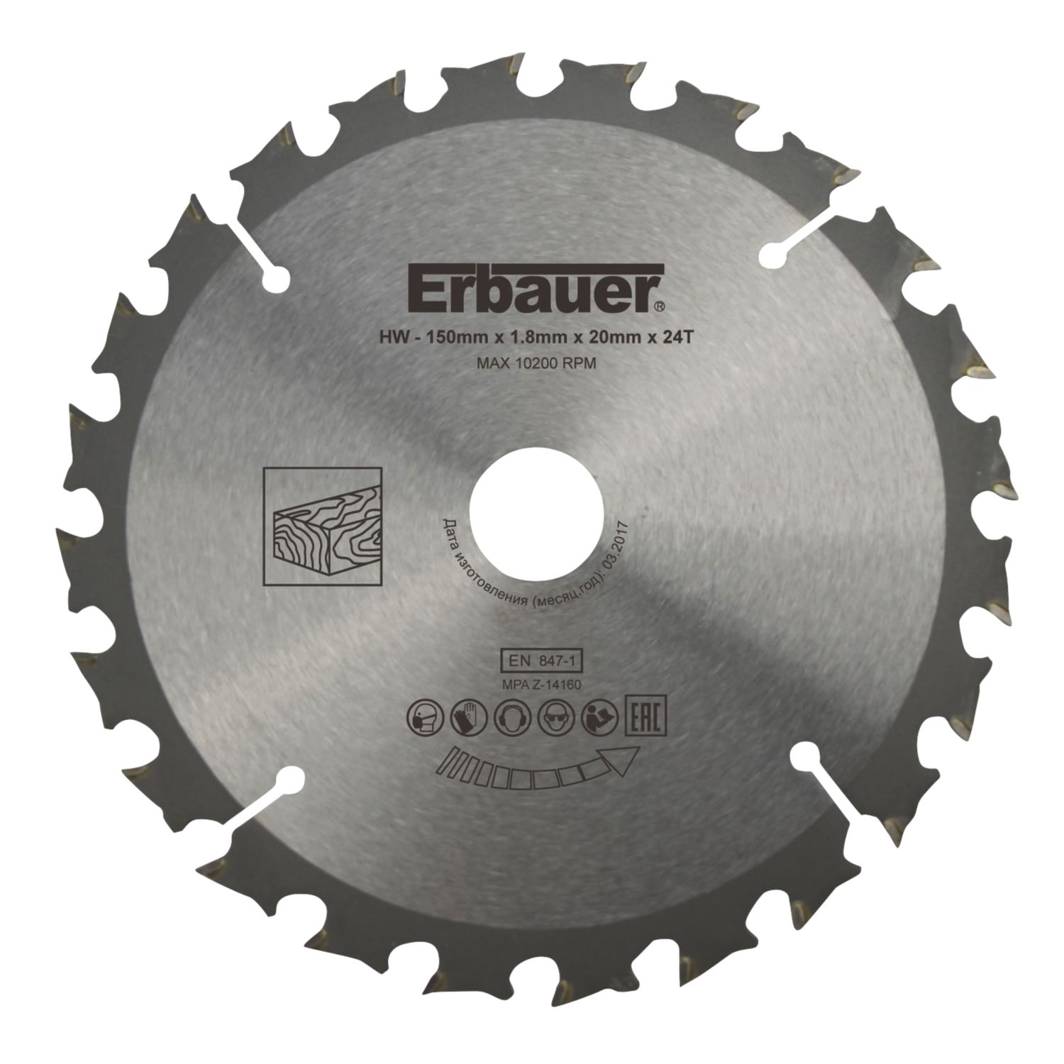Erbauer Wood TCT Saw Blade 150mm x 20mm 24T (7532V)
