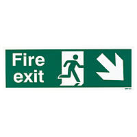 Nite-Glo  Photoluminescent "Fire Exit" Down Right Arrow Sign 150 x 450mm