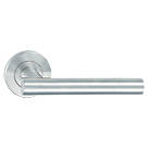 Hafele HL02 Fire Rated Straight Lever on Rose Handle Pair Satin Stainless Steel