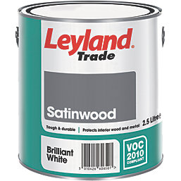 Leyland Trade  Satin Brilliant White Trim Paint 2.5Ltr