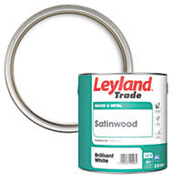 Leyland Trade Satinwood Paint Brilliant White 2.5Ltr