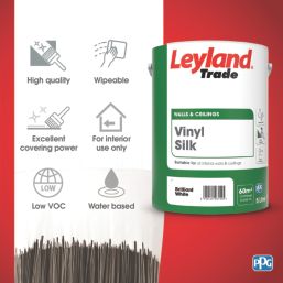 Leyland Trade  5Ltr Brilliant White Vinyl Silk Emulsion Wall Paint