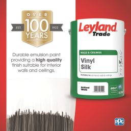 Leyland Trade  5Ltr Brilliant White Vinyl Silk Emulsion Wall Paint