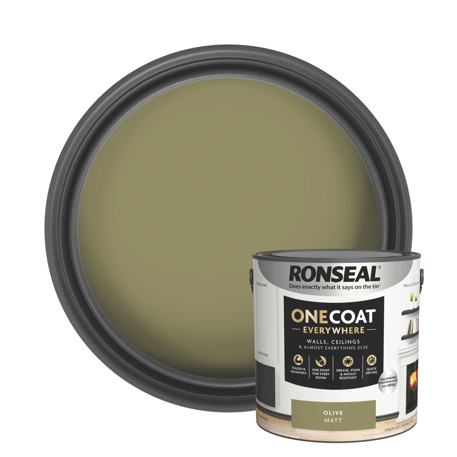 Ronseal 2.5Ltr Olive Matt Emulsion Multi Surface Paint (753CE)