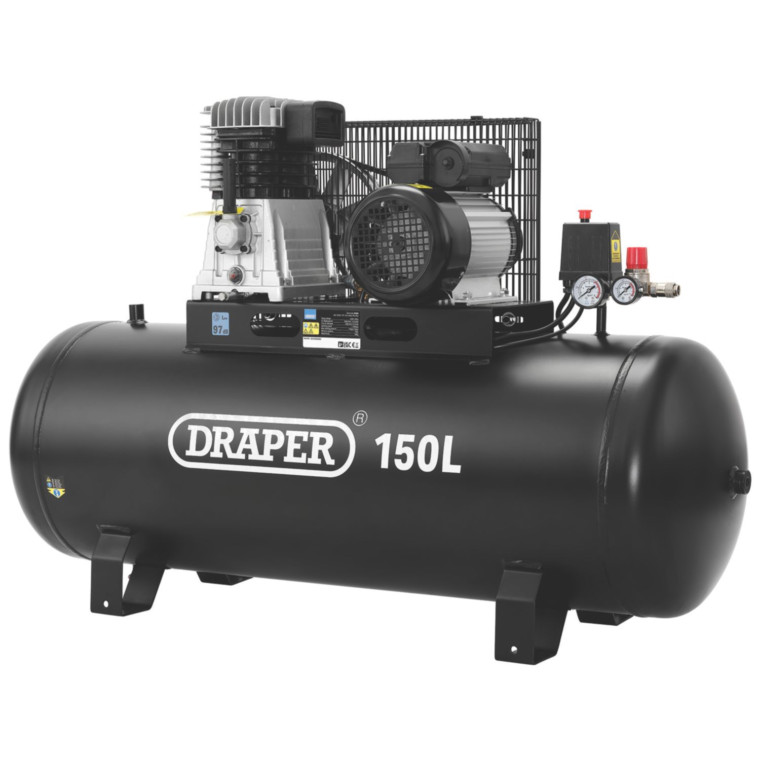 Draper 55304 150Ltr Brushless Electric Belt-Driven Air Compressor 230V (753CM)