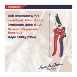 Spear & Jackson Bypass  Razorsharp Secateurs 8" (205mm)