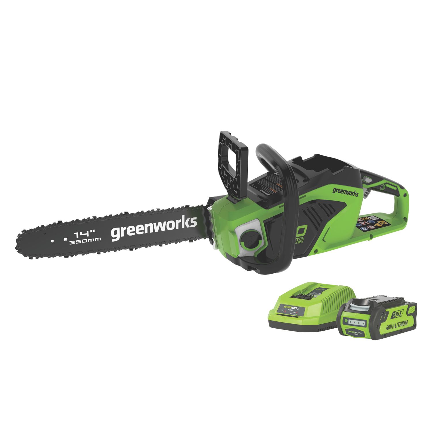 Greenworks GWGD40CS15K2 40V 1 x 2.0Ah Li-Ion Brushless Cordless 35cm Chainsaw (753KT)