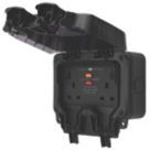 Refurb British General Nexus Storm IP66 13A 2-Gang SP Weatherproof Outdoor Switched Passive RCD Socket