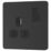 British General Evolve 13A 1-Gang SP Switched Socket Matt Black  with Black Inserts