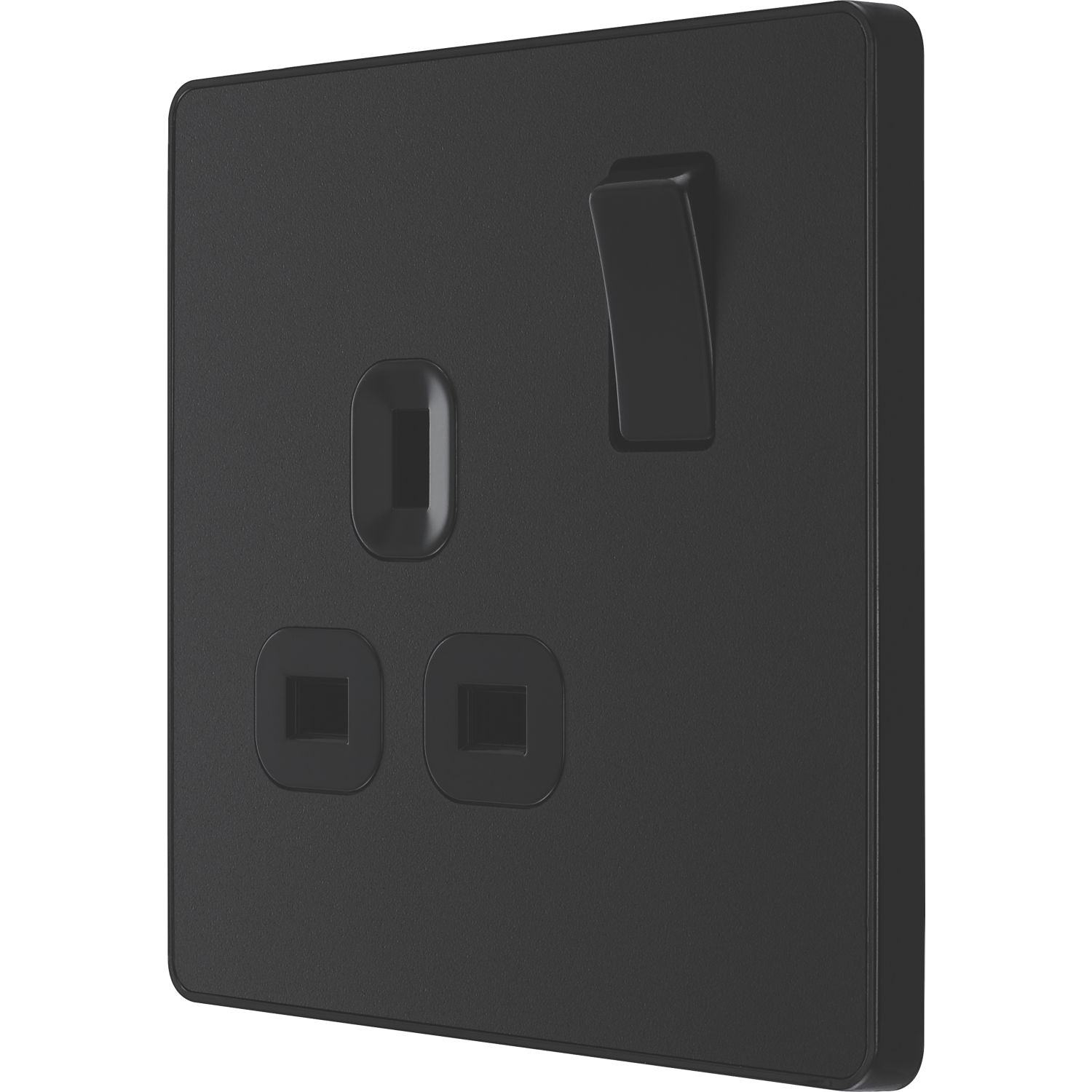 British General Evolve 13A 1-Gang SP Switched Socket Matt Black with Black Inserts (753RF)