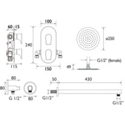Bristan Hourglass Rear-Fed Concealed Chrome Thermostatic Mixer Shower