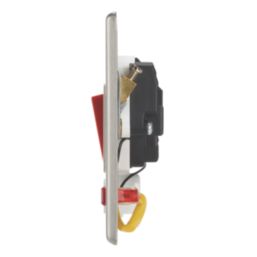 Contactum iConic 32A 1-Gang DP Control Switch & Flex Outlet Brushed Steel with Neon with White Inserts