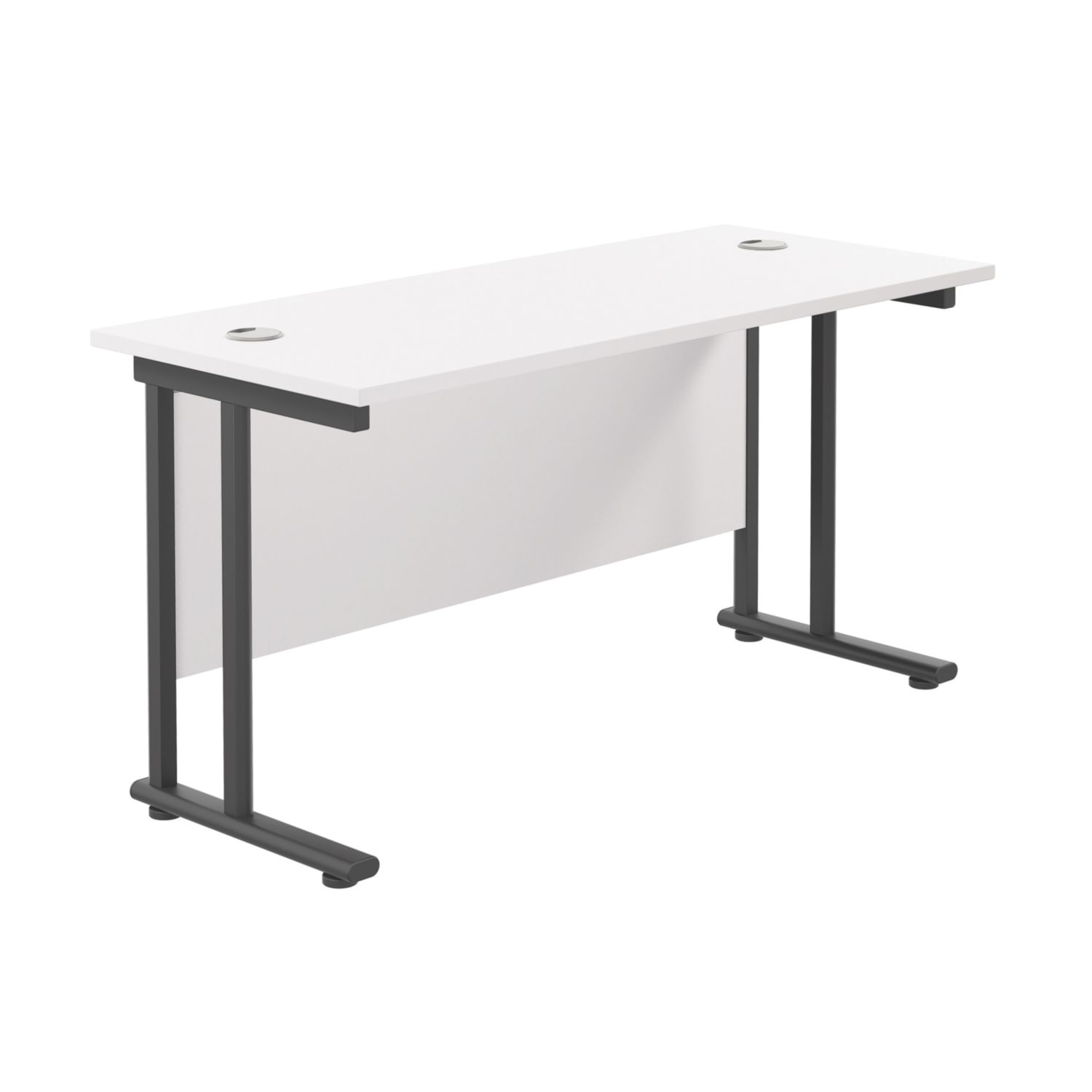 TC Group Aztec Twin Upright Rectangular Office Desk White/Black 1400mm x 600mm (753TT)