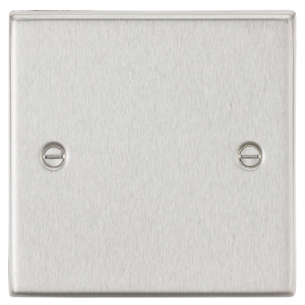 Knightsbridge 1Gang Blanking Plate Brushed Chrome Screwfix