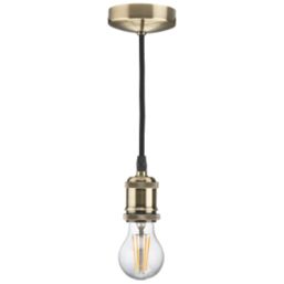 Knightsbridge Vintage 6" Pendant Set Light Fitting E27 Antique Brass 3 1/2"