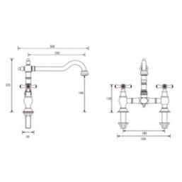 Bristan K BRSNK C Colonial Deck Mounted Bridge Mixer Kitchen Tap Chrome