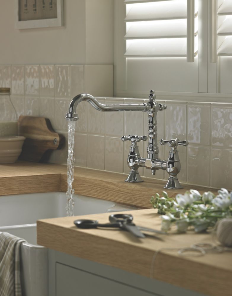 Bristan K BRSNK C Colonial Deck Mounted Bridge Mixer Kitchen Tap Chrome - Screwfix