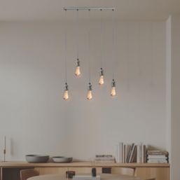 Knightsbridge  Vintage Style 5-Light Bar Pendant Brushed Chrome