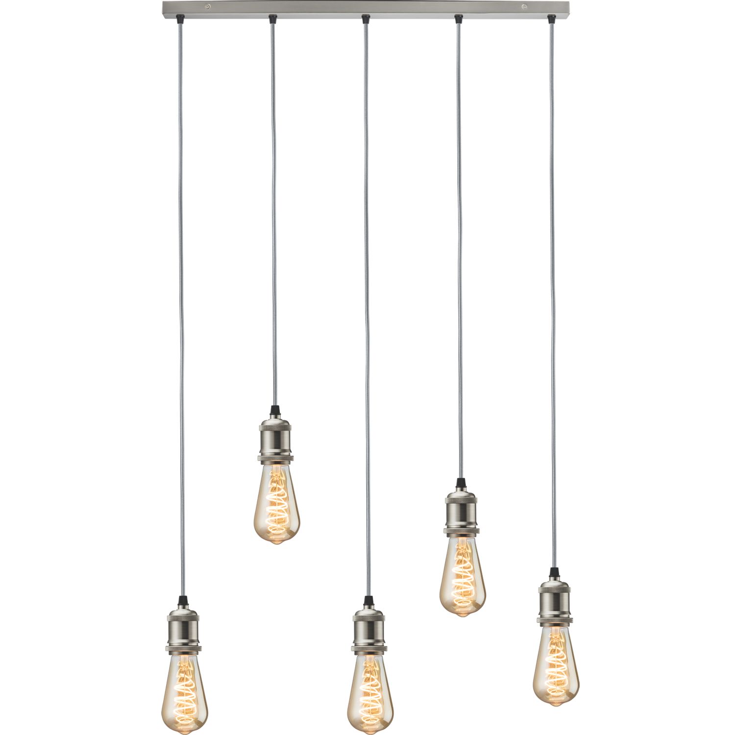 Knightsbridge Vintage Style 5-Light Bar Pendant Brushed Chrome (754GA)