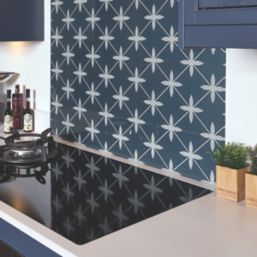 Laura Ashley Wicker Midnight Seaspray Kitchen Splashback 600mm x 750mm x 6mm