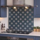 Laura Ashley Wicker Midnight Seaspray Kitchen Splashback 600mm x 750mm x 6mm