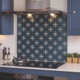Laura Ashley Wicker Midnight Seaspray Kitchen Splashback 600mm x 750mm x 6mm