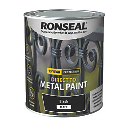 Ronseal Matt Metal Paint Black 750ml - Screwfix