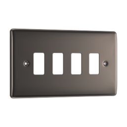 British General Nexus Metal Grid 4-Module Grid Faceplate Black Nickel