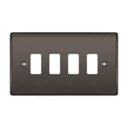 British General Nexus Metal Grid 4-Module Grid Faceplate Black Nickel