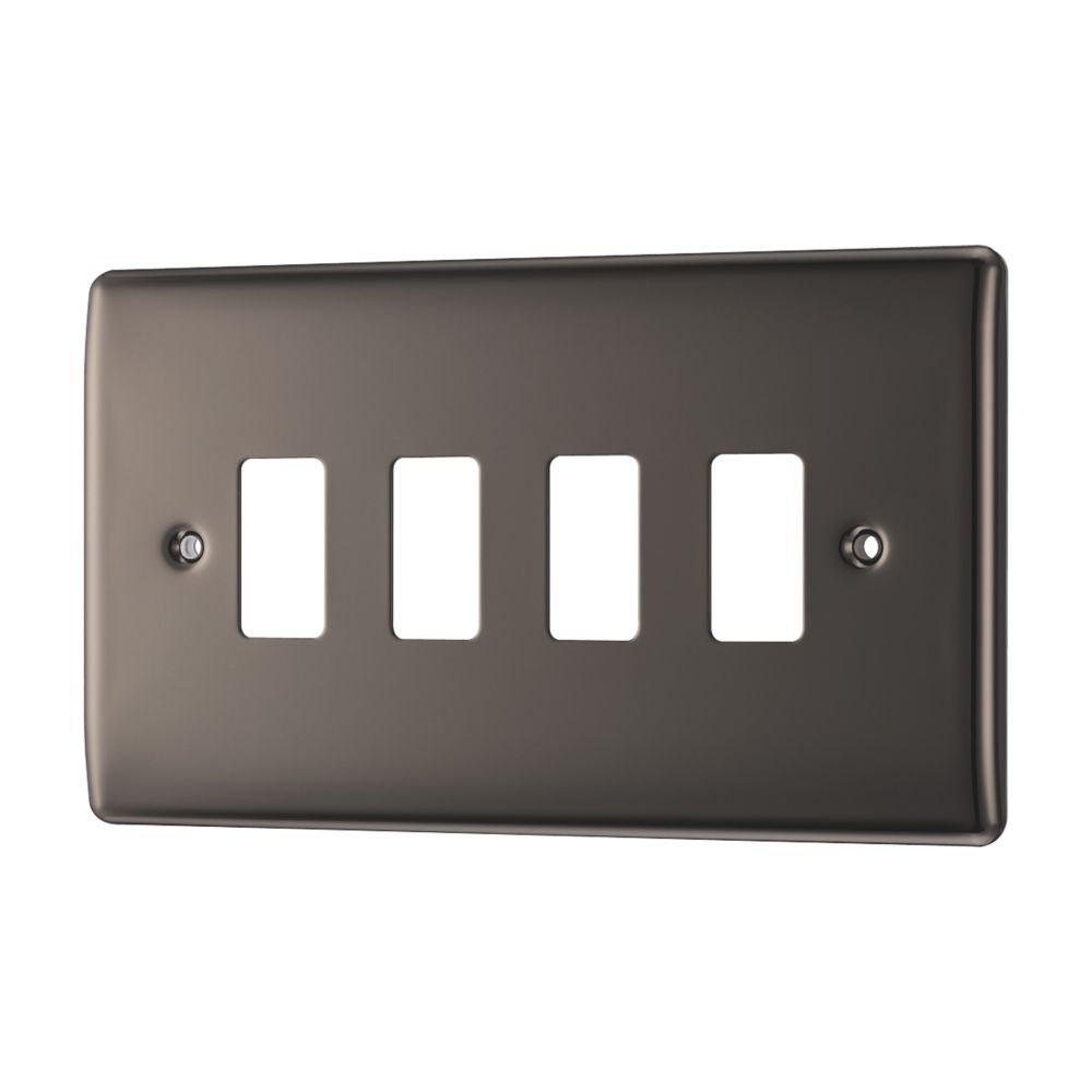 British General Nexus Metal Grid 4-Module Grid Faceplate Black Nickel