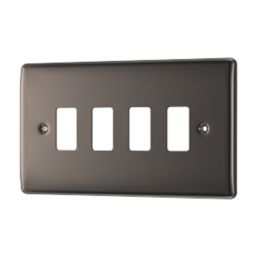 British General Nexus Metal Grid 4-Module Grid Faceplate Black Nickel