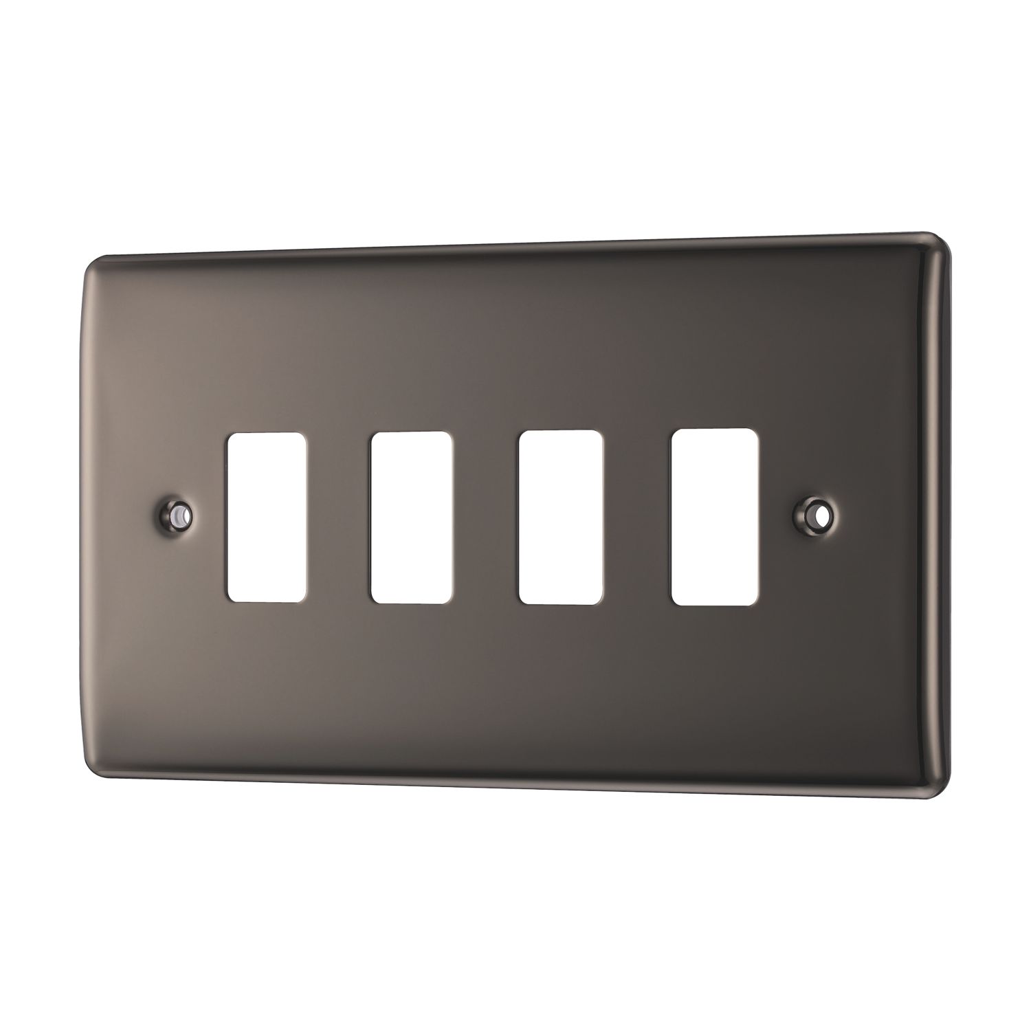 British General Nexus Metal Grid 4-Module Grid Faceplate Black Nickel (754RF)