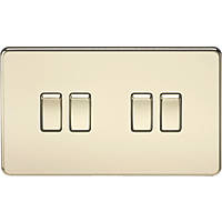 Knightsbridge SF4100PB 10AX 4-Gang 2-Way Light Switch  Polished Brass