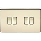 Knightsbridge SF4100PB 10AX 4-Gang 2-Way Light Switch  Polished Brass