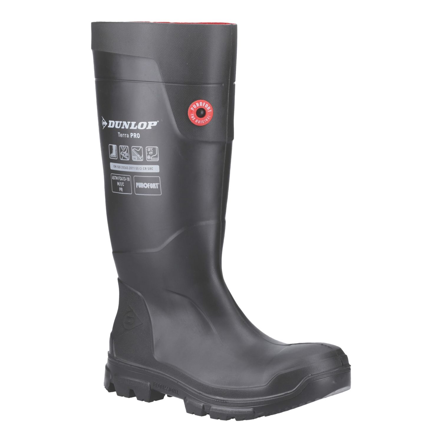 Dunlop TerraPro Size 7 Black Steel Toe Cap Safety Wellies (754VU)