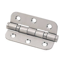 Eclipse  Satin Stainless Steel Grade 7 Fire Rated Radius Ball Bearing Hinges 76x51mm 2 Pack