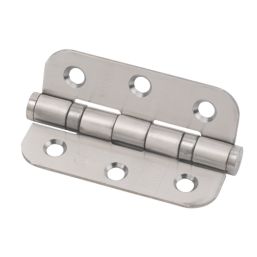 Eclipse  Satin Stainless Steel Grade 7 Fire Rated Radius Ball Bearing Hinges 76mm x 51mm 2 Pack