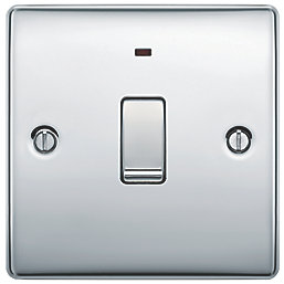 British General Nexus Metal 20A 1-Gang DP Control Switch Polished Chrome with LED