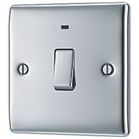 British General Nexus Metal 20A 1-Gang DP Control Switch Polished Chrome with LED