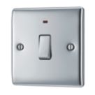 British General Nexus Metal 20A 1-Gang DP Control Switch Polished Chrome with LED